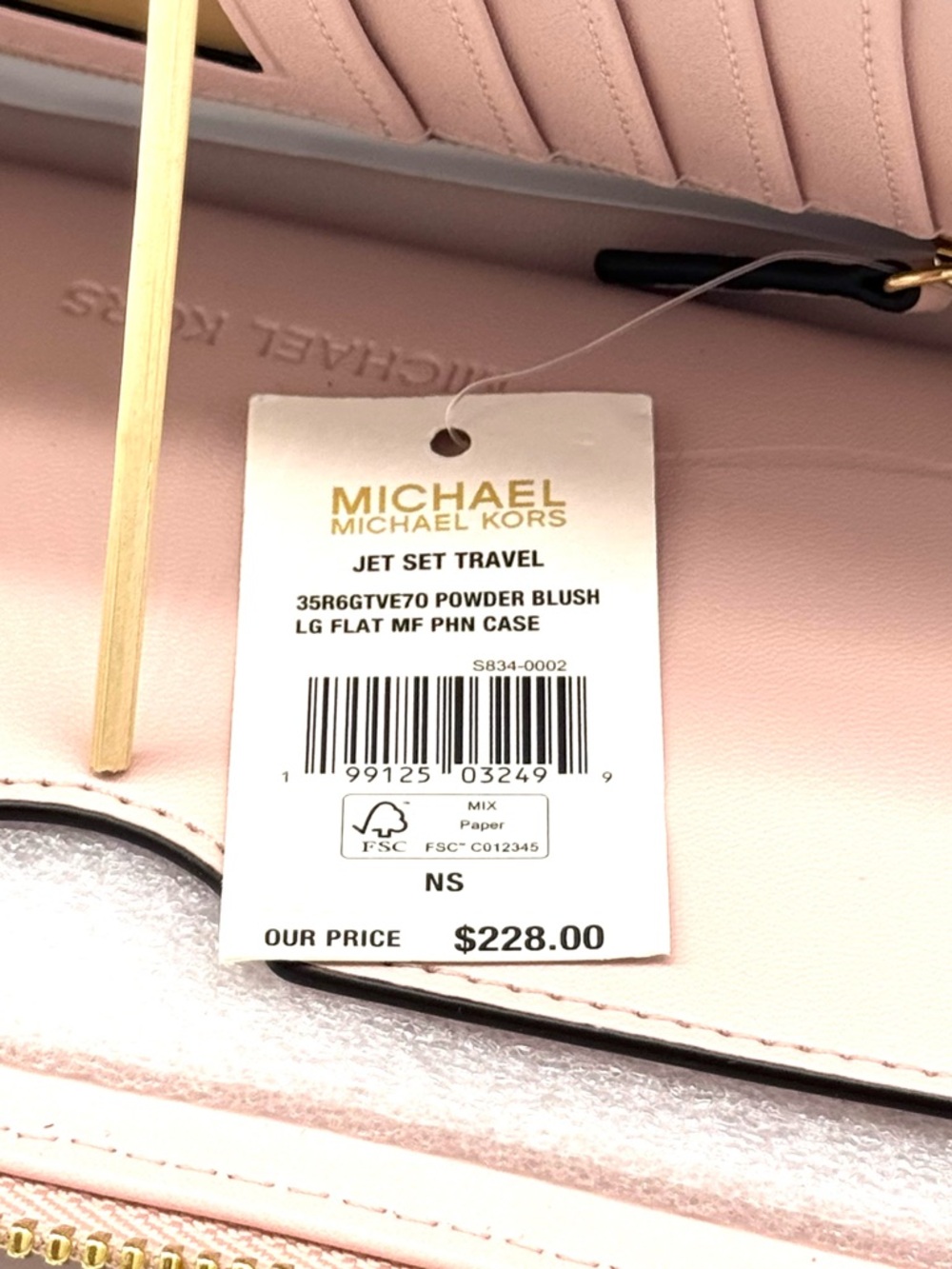 Michael Kors Large Quilted Heart Flat MF Phone Case Wallet Powder Blush - Picture 6 of 6